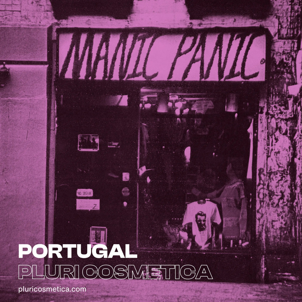  storefront with 'Manic Panic' sign and 'Portugal Pluri Cosmetica' text